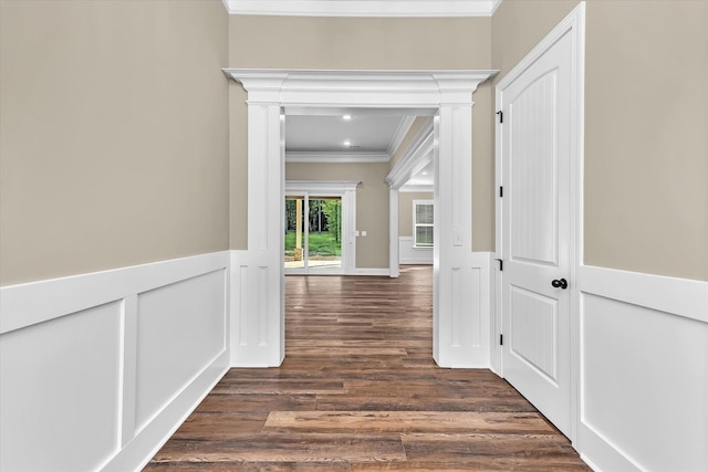 2120 Shell Point Ct, Harlem, GA 30814 - corridor featuring ornamental molding and dark wood-type flooring