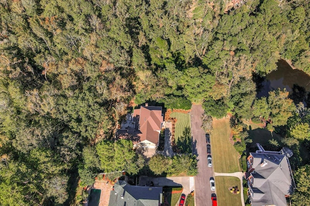 bird's eye view with a view of trees