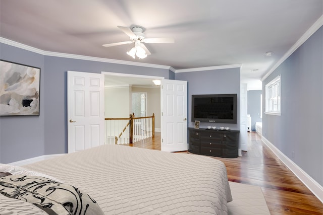 4142 Rivermont Dr, Evans, GA 30809 - bedroom featuring wood finished floors, ornamental molding, and ceiling fan