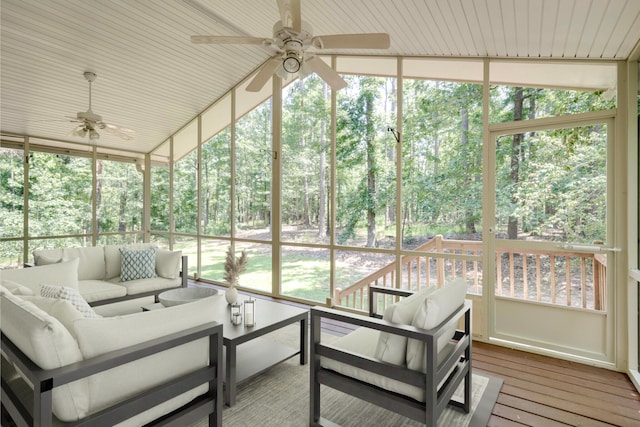 4142 Rivermont Dr, Evans, GA 30809 - sunroom / solarium with a ceiling fan, an outdoor living space, and lofted ceiling