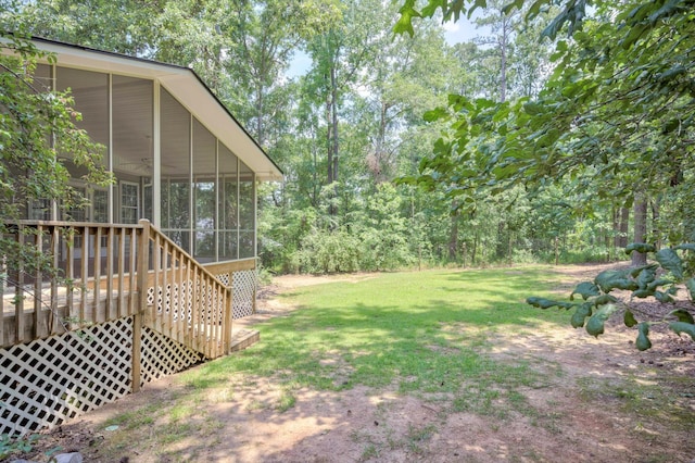 4142 Rivermont Dr, Evans, GA 30809 - view of grassy yard with a sunroom and ceiling fan