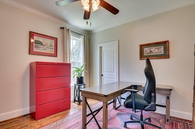 4315 Pierwood Way, Evans, GA 30809 - office featuring light wood finished floors, a ceiling fan, and ornamental molding