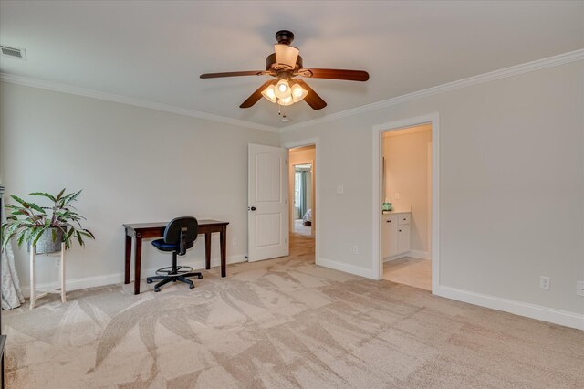 4315 Pierwood Way, Evans, GA 30809 - carpeted office space with crown molding and a ceiling fan