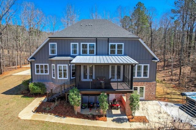 649 Bent Creek Dr, Evans, GA 30809 - rear view of house featuring a yard, stairs, french doors, a patio area, and brick siding
