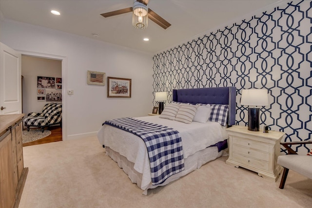 704 Summergate Ct, Augusta, GA 30909 - bedroom featuring carpet, recessed lighting, and a ceiling fan