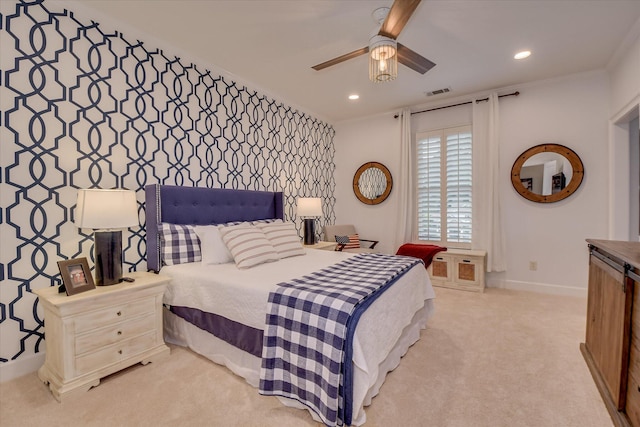 704 Summergate Ct, Augusta, GA 30909 - bedroom featuring recessed lighting, light colored carpet, and ceiling fan