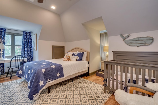 704 Summergate Ct, Augusta, GA 30909 - bedroom featuring lofted ceiling, wood finished floors, and recessed lighting