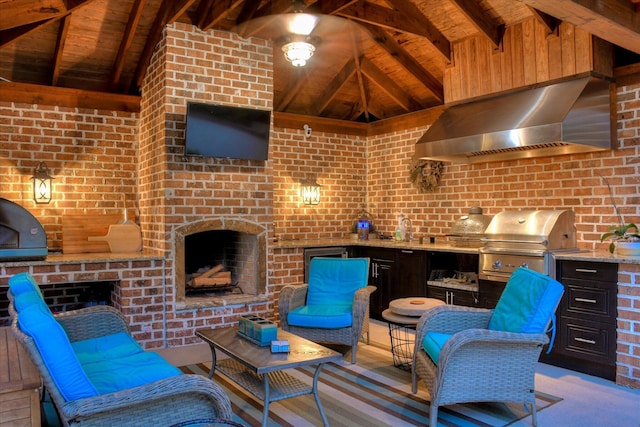 704 Summergate Ct, Augusta, GA 30909 - view of patio with exterior kitchen, an outdoor living space with a fireplace, and a gazebo