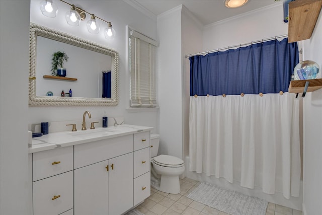704 Summergate Ct, Augusta, GA 30909 - bathroom with vanity, crown molding, tile patterned floors, and shower / tub combo