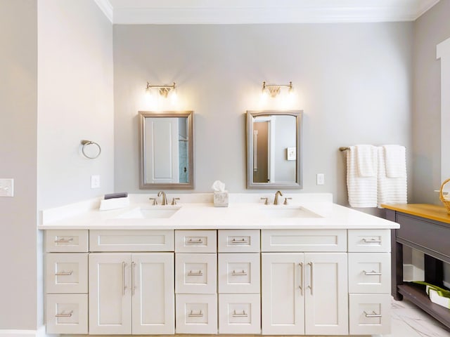 243 Walton Heath Way, Aiken, SC 29803 - bathroom featuring crown molding and double vanity