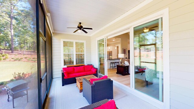 243 Walton Heath Way, Aiken, SC 29803 - sunroom with a ceiling fan and an outdoor living space