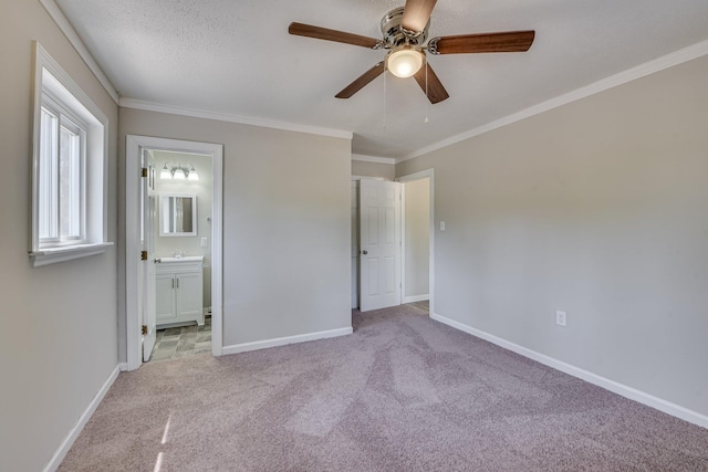 2206 Church Hill Ct, Augusta, GA 30906 - unfurnished bedroom with carpet flooring, a sink, baseboards, ensuite bath, and ornamental molding
