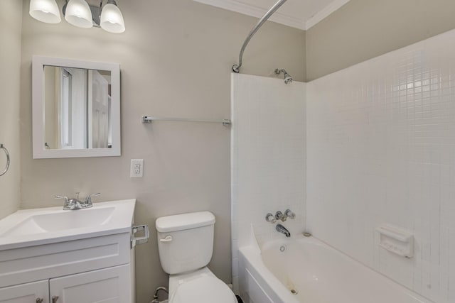 2206 Church Hill Ct, Augusta, GA 30906 - full bath with toilet, bathing tub / shower combination, vanity, and crown molding