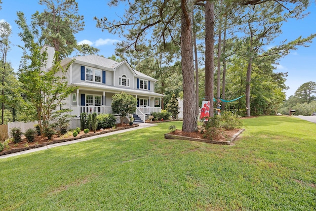 534 Creekridge Rd, Aiken, SC 29803 - view of front of home featuring covered porch, a chimney, and a front lawn
