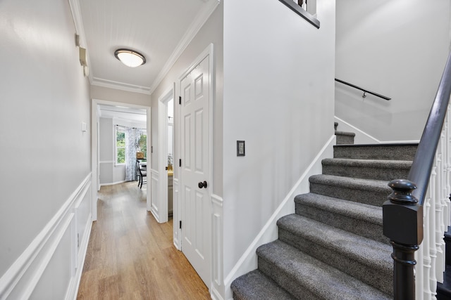 534 Creekridge Rd, Aiken, SC 29803 - foyer entrance with crown molding, light wood-type flooring, and stairway