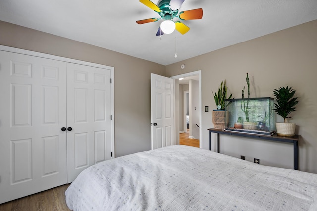534 Creekridge Rd, Aiken, SC 29803 - bedroom featuring wood finished floors, a closet, and ceiling fan