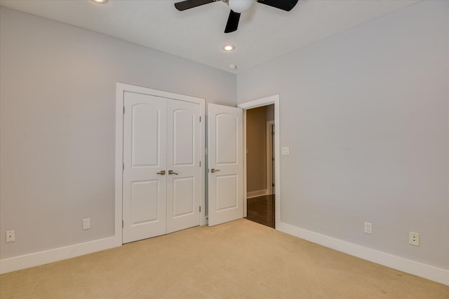 525 Brigham Trl, Augusta, GA 30909 - unfurnished bedroom featuring carpet flooring, a closet, recessed lighting, and a ceiling fan