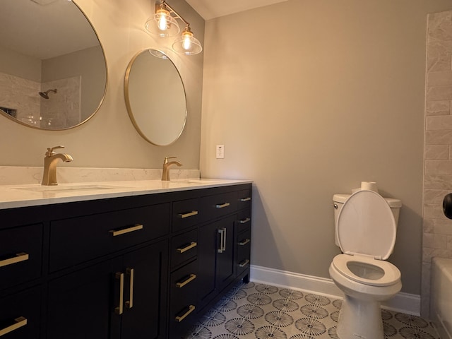 3112 Fieldstone Cir, Augusta, GA 30907 - full bathroom featuring double vanity, toilet, tile patterned floors, and baseboards
