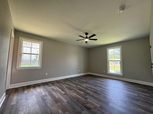 3112 Fieldstone Cir, Augusta, GA 30907 - empty room with dark wood-style flooring, baseboards, and ceiling fan