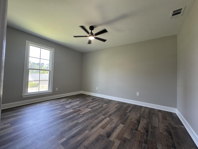 3112 Fieldstone Cir, Augusta, GA 30907 - spare room featuring dark wood finished floors, ceiling fan, and baseboards