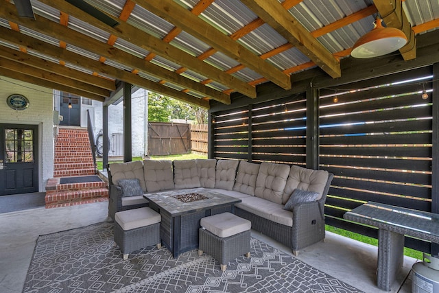 3011 Fox Spring Rd, Augusta, GA 30909 - view of patio with an outdoor living space with a fire pit and stairs
