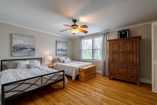 3011 Fox Spring Rd, Augusta, GA 30909 - bedroom featuring light wood-style flooring, ornamental molding, and ceiling fan
