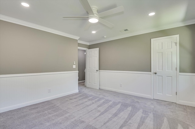 4 Shadowmoor Ct, North Augusta, SC 29841 - carpeted spare room with a ceiling fan, crown molding, and recessed lighting