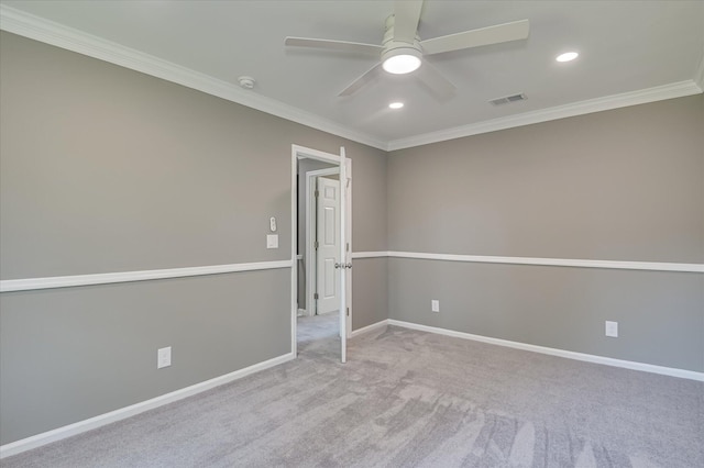 4 Shadowmoor Ct, North Augusta, SC 29841 - unfurnished room featuring ceiling fan, a smoke detector, carpet floors, ornamental molding, and recessed lighting