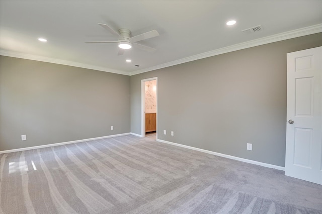 4 Shadowmoor Ct, North Augusta, SC 29841 - unfurnished room with ceiling fan, ornamental molding, light colored carpet, and recessed lighting