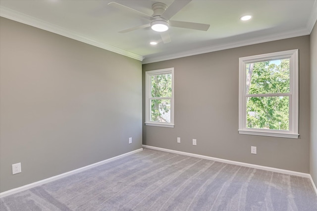 4 Shadowmoor Ct, North Augusta, SC 29841 - empty room with ceiling fan, carpet floors, crown molding, and recessed lighting
