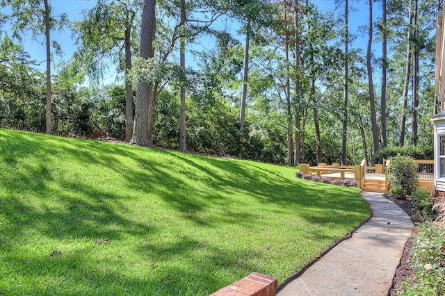 4 Shadowmoor Ct, North Augusta, SC 29841 - view of grassy yard featuring a wooden deck