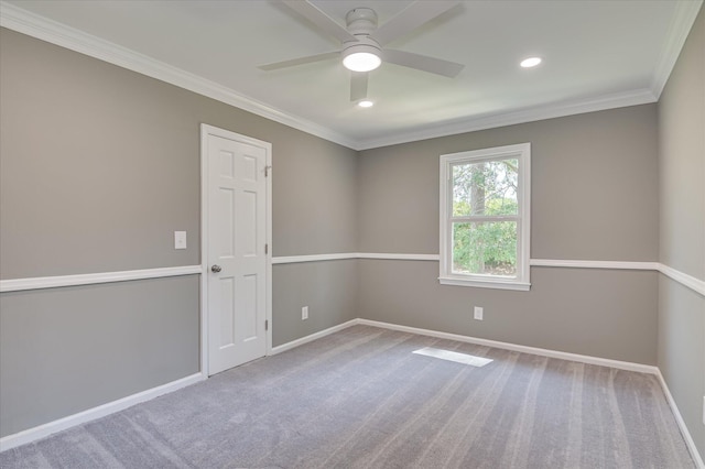 4 Shadowmoor Ct, North Augusta, SC 29841 - carpeted spare room with a ceiling fan, crown molding, and recessed lighting