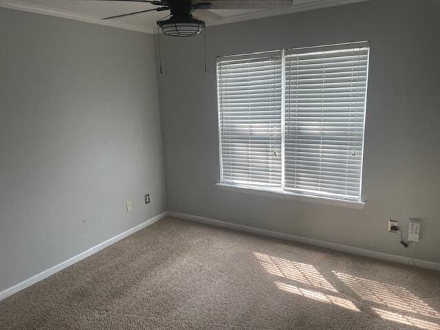 507 Julia Ct, Grovetown, GA 30813 - unfurnished room with ceiling fan, carpet, baseboards, and crown molding