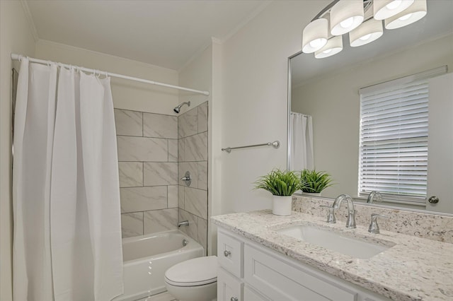 715 Gentlewind Ln, Martinez, GA 30907 - bathroom with vanity, shower / tub combo, and ornamental molding