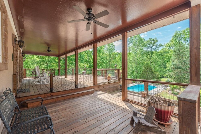 3287 Surrey Rd, Thomson, GA 30824 - wooden terrace featuring a ceiling fan