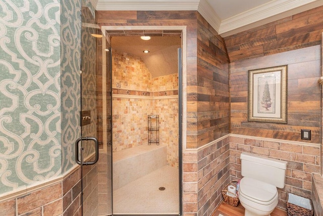 3287 Surrey Rd, Thomson, GA 30824 - full bath featuring ornamental molding, a shower stall, and toilet