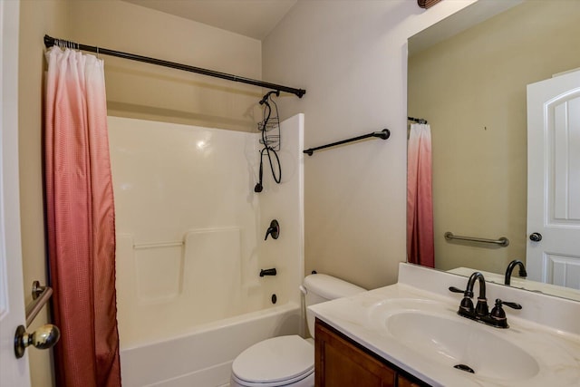 full bathroom featuring vanity, toilet, and shower / bath combo with shower curtain