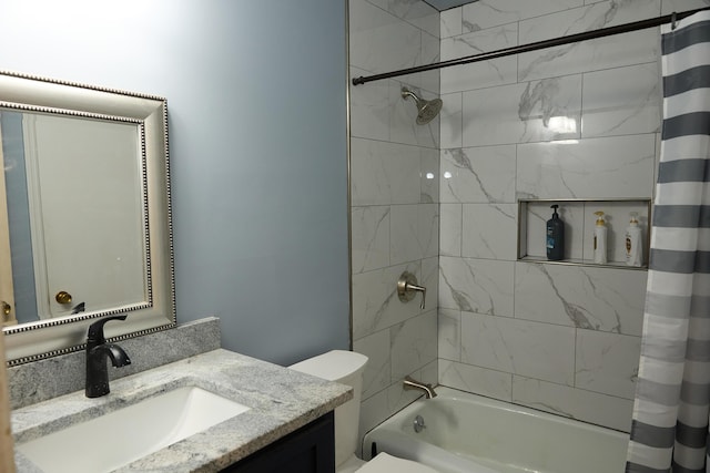 2530 Springwood Dr, Augusta, GA 30904 - bathroom featuring shower / bath combo, vanity, and toilet