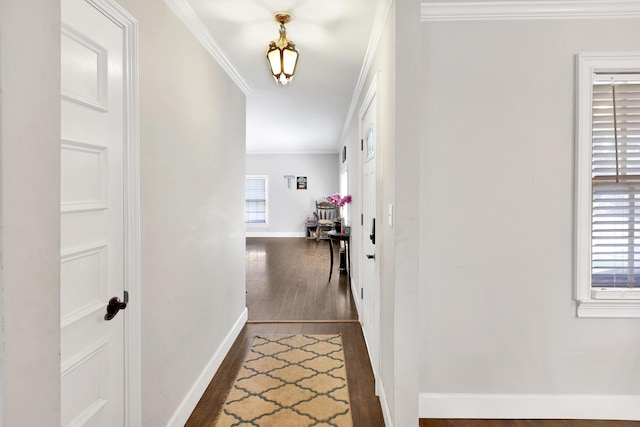 2530 Springwood Dr, Augusta, GA 30904 - corridor featuring dark wood-type flooring, crown molding, and baseboards