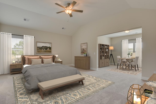 8 Belfast Ct, North Augusta, SC 29860 - bedroom featuring lofted ceiling, light colored carpet, baseboards, and ceiling fan
