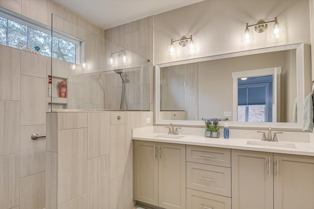 248 Amelia Dr, Mccormick, SC 29835 - full bathroom with walk in shower, double vanity, and a sink