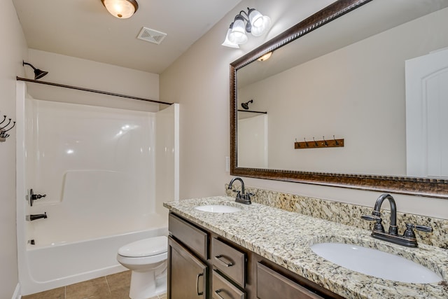 5410 Victoria Fls, Grovetown, GA 30813 - full bath featuring double vanity, tub / shower combination, tile patterned floors, and toilet