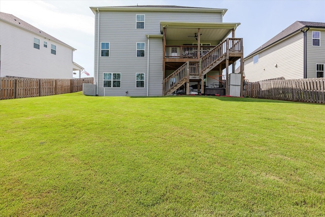 3540 Hilltop Trl, Evans, GA 30809 - rear view of property featuring stairs, a ceiling fan, and a deck