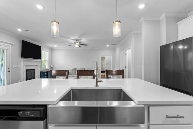 3540 Hilltop Trl, Evans, GA 30809 - kitchen with open floor plan, a sink, stainless steel dishwasher, light countertops, and recessed lighting