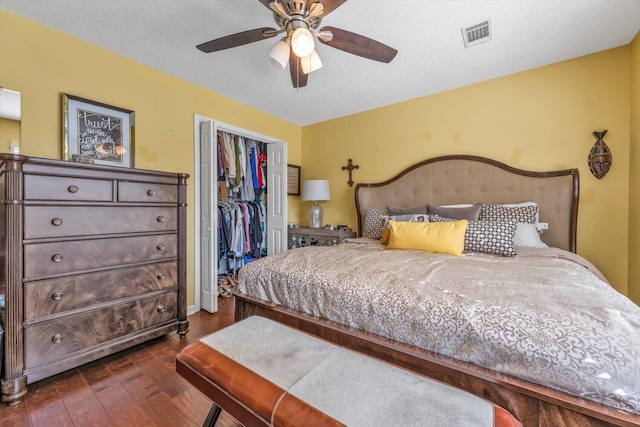 3974 Bolton St, Augusta, GA 30909 - bedroom with dark wood-style floors, a closet, ceiling fan, and a spacious closet