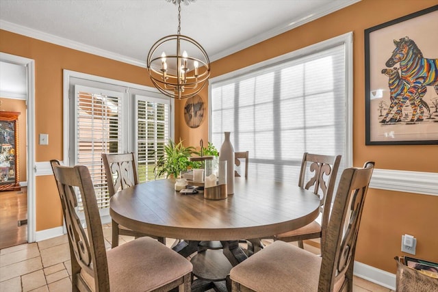3974 Bolton St, Augusta, GA 30909 - dining area with a chandelier, crown molding, and baseboards
