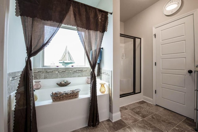 bathroom with plus walk in shower