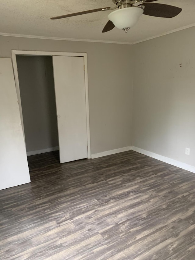1978 Greene St, Augusta, GA 30904 - empty room featuring crown molding, ceiling fan, baseboards, and dark wood finished floors
