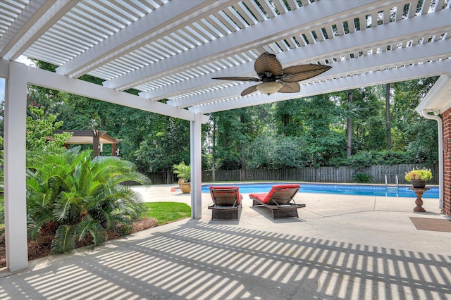 182 Andrews Br, North Augusta, SC 29860 - fenced backyard featuring a ceiling fan, a pergola, and a patio
