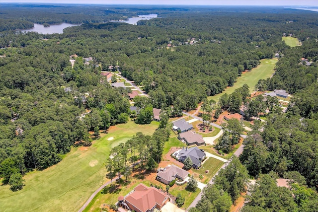 267 Fairway Dr, Mccormick, SC 29835 - aerial perspective of suburban area featuring a heavily wooded area, a golf course, and a large body of water